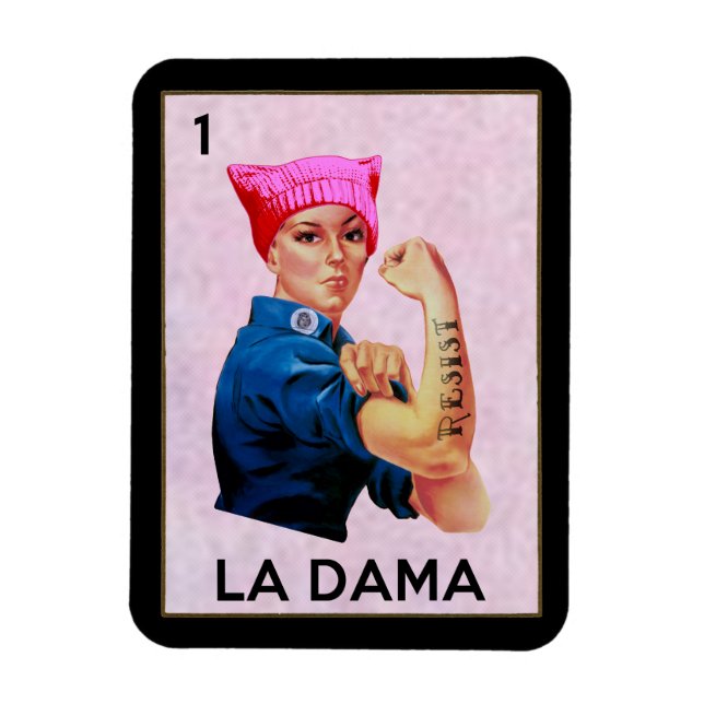 Rosie the Riveter Resists La Dama Loteria Magnet (Vertikal)