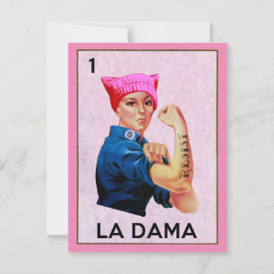 Rosie the Riveter Resists La Dama Loteria Vykort