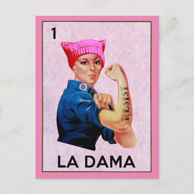 Rosie the Riveter Resists La Dama Loteria Vykort (Framsida)