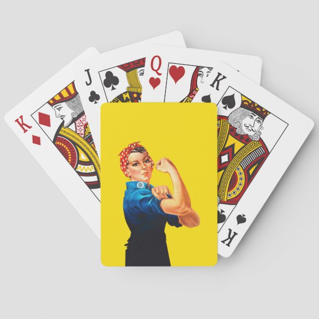 Rosie the Riveter Retro Design Stil Casinokort (Baksidan)