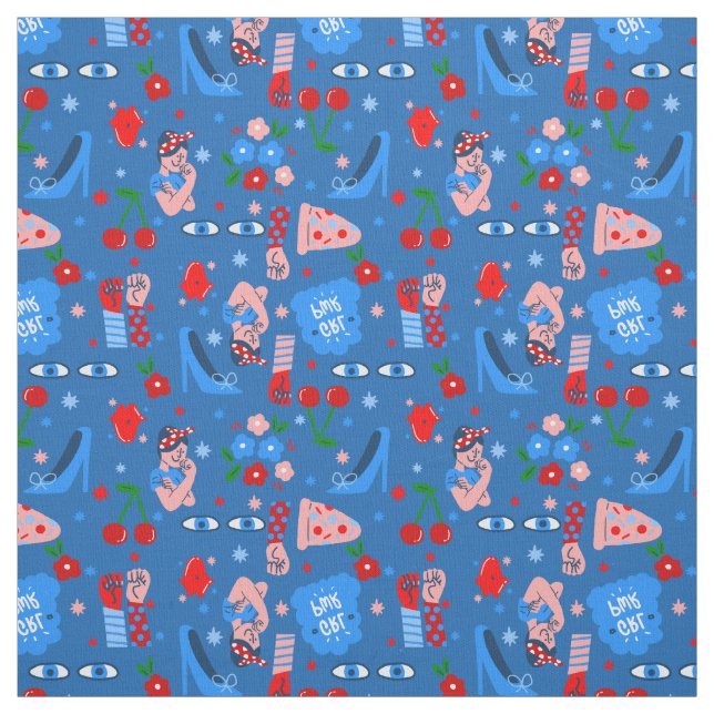 Rosie the Riveter rockabilly fantasifull Tyg (Provkarta)