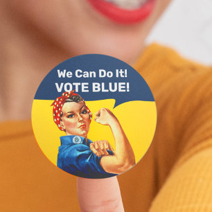 Rosie the Riveter Röstblått Runt Klistermärke