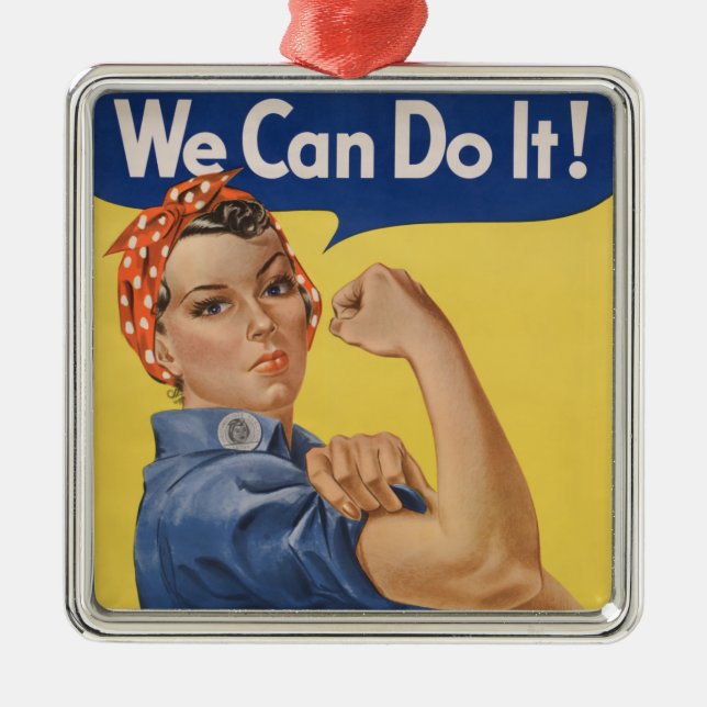 Rosie the Riveter: Strong Women Female Empowerment Julgransprydnad Metall (Framsidan)