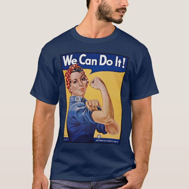 Rosie the Riveter: Strong Women Female Empowerment T Shirt (Framsida)
