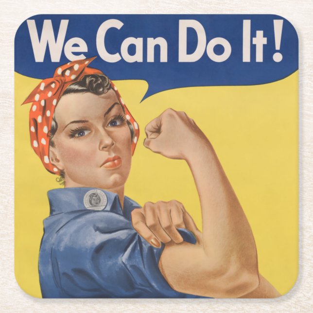 Rosie the Riveter: Strong Women Female Empowerment Underlägg Papper Kvadrat (Framsidan)