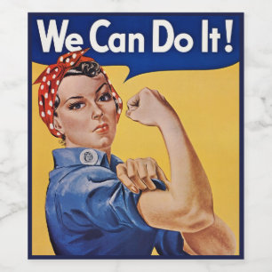 Rosie the Riveter: Strong Women Female Empowerment Vinflaska Etikett