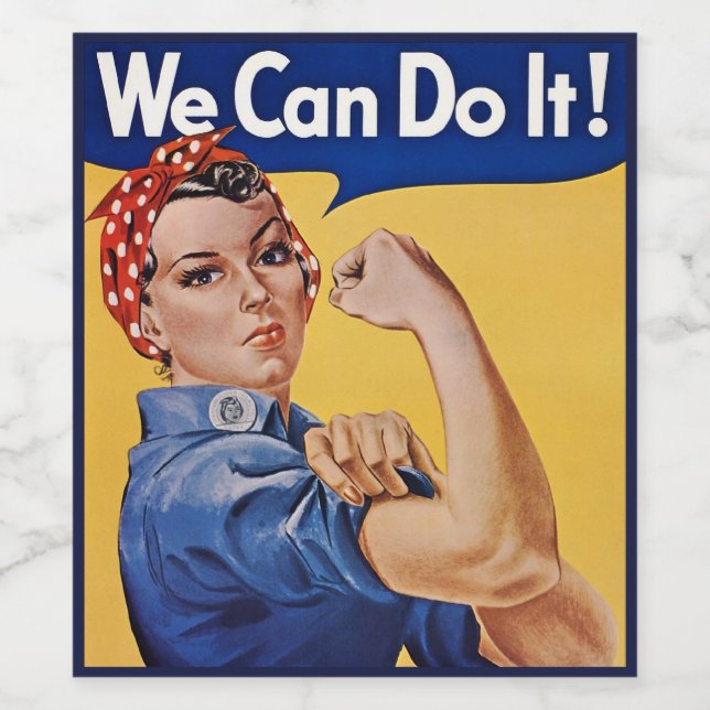 Rosie the Riveter: Strong Women Female Empowerment Vinflaska Etikett (Singel etikett)