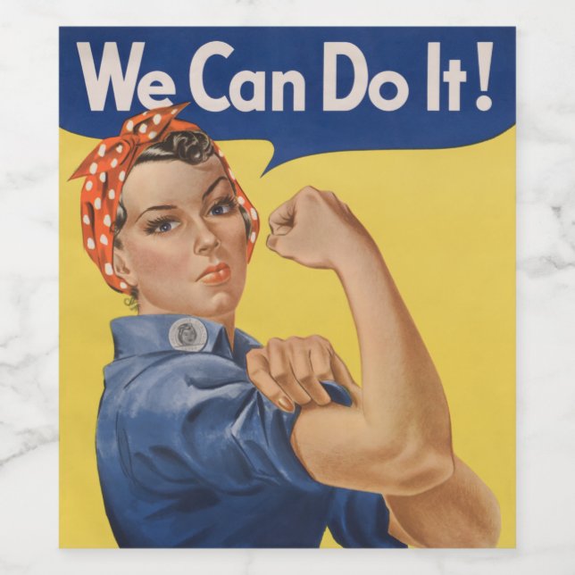 Rosie the Riveter: Strong Women Female Empowerment Vinflaska Etikett (Singel etikett)