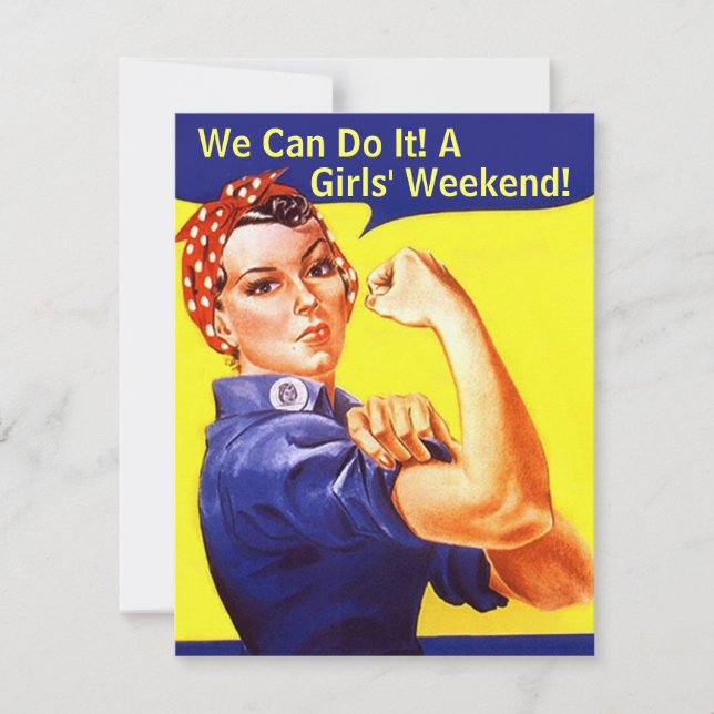 Rosie the Riveter, vi kan GIRLS FRIENDS-INBJUDANDE Inbjudningar (Framsida)