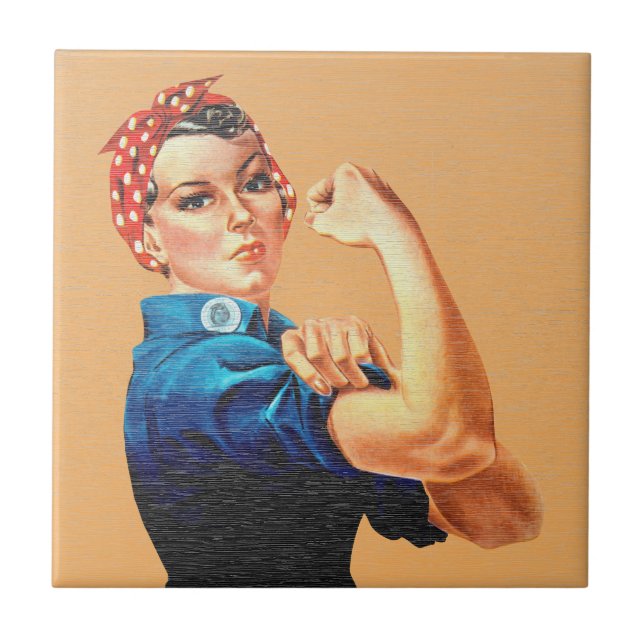 Rosie the Riveter Vintage Empowerment Kakelplatta (Framsidan)