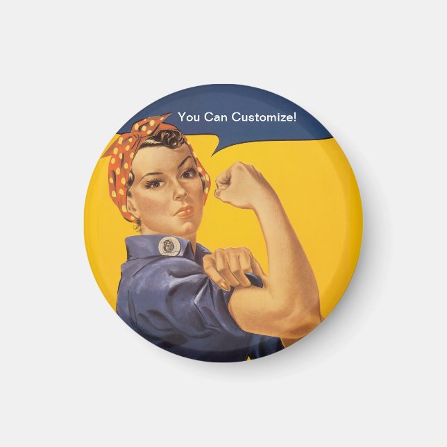 Rosie the Riveter We Can Do It! Your Text Here Magnet (Framsidan)