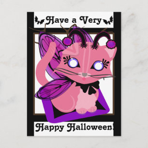 Rosie Toon Kattunge Fairy Kitten B&W EdgesPostcard Vykort