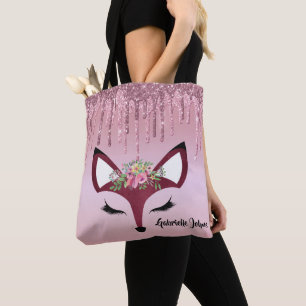 Rosig glitterfärg Girly Fox Tygkasse