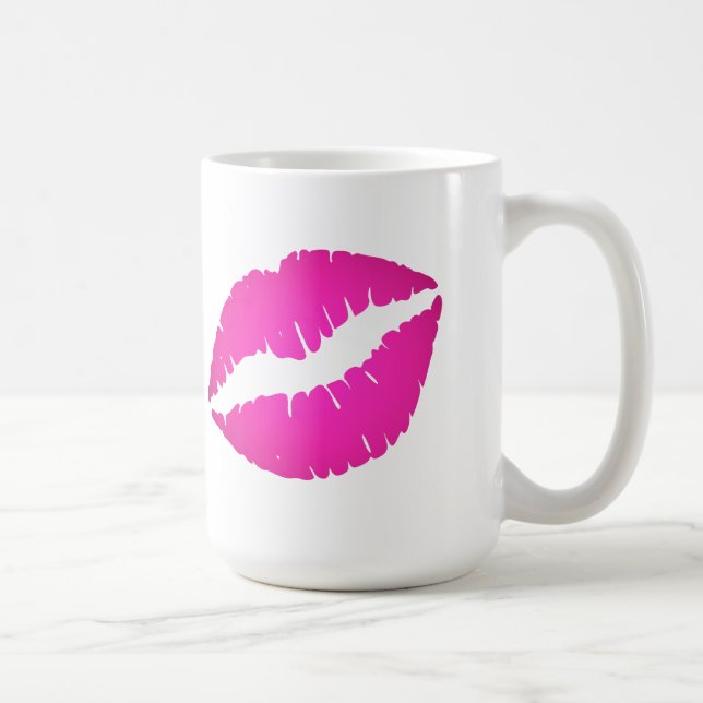 Rosig het rosa ombré läppstift kyss tryck kaffemugg (Höger)