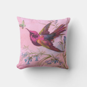 Rosig röd Hummingbird Kudde