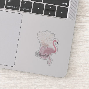 Rosig Rosa Flamingo, Ananas - Personlig Klistermärken