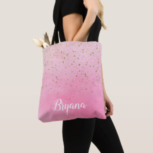 Rosig Rosa & Guld Glitter Glamour Glänsande Chic Tygkasse