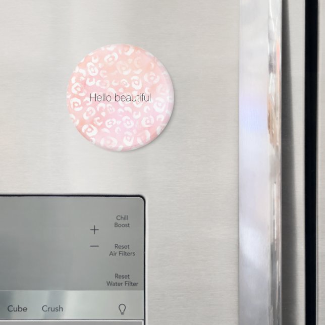 Rosig Rosa Persika Guld Leopard Djur Magnet (In Situ (Fridge))