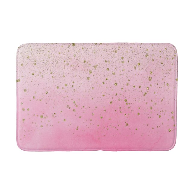 Rosig Rosa Rosa & Guld Glitter Glamour Glänsande C Badrumsmatta (Framsidan)