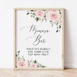 Rosiga blommor, rosa blommor, Boho, Mimosa Bar  Poster