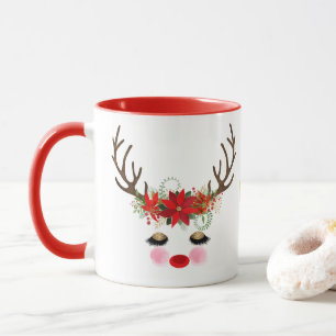 Rosiga kinder gyllene ögon blommig ren Jul Mugg