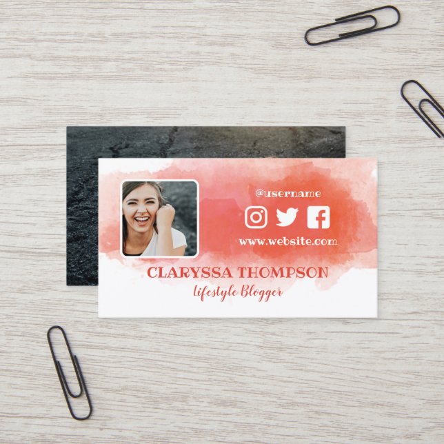 Rosigt massmedia för social för visitkort (Fram/Back In Situ)