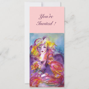 ROSINA/DAM MED RO OCH Rosa Blue Inbjudningar