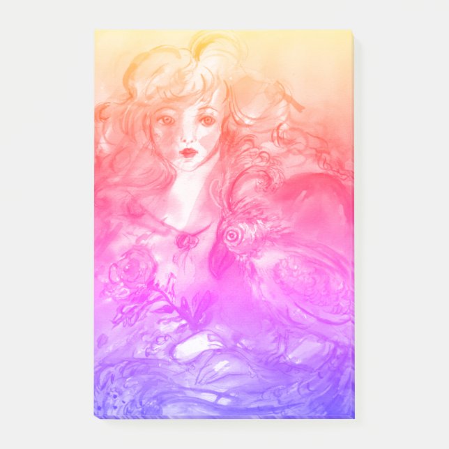 ROSINA /Young Girl with Ro and Parrot Post-it Block (Framsida)