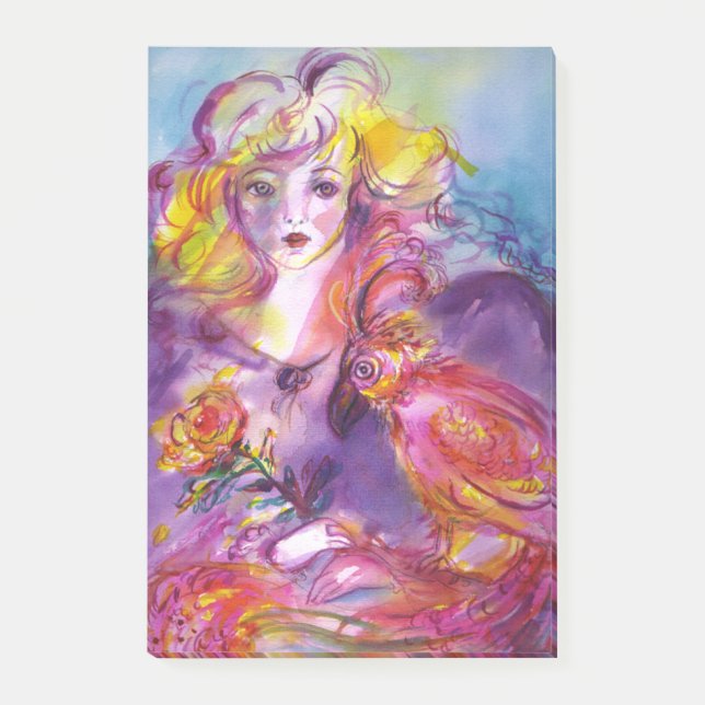 ROSINA /Young Girl with Ro and Parrot Post-it Block (Framsida)