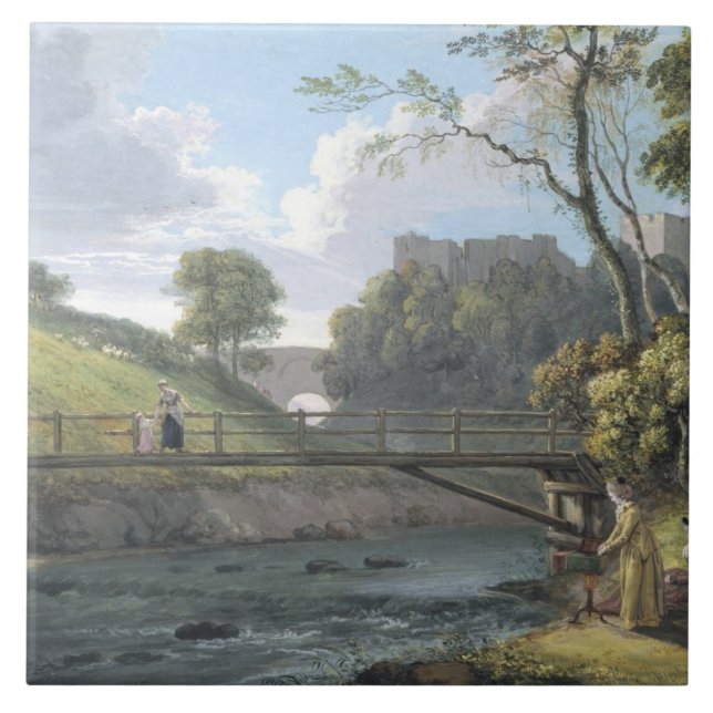 Roslin slott, Midlothian (w/c och gouachen på pape Kakelplatta (Framsidan)