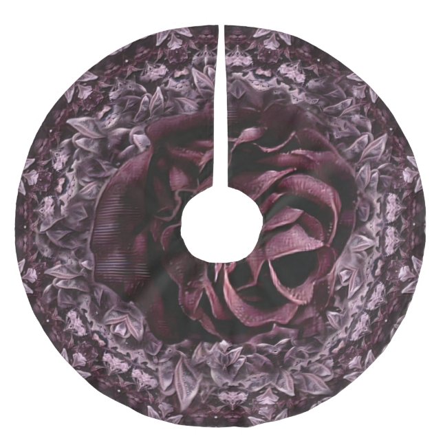 Rosmandala  julgransmatta borstad polyester (Framsidan)