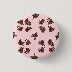 Rosmönster, sött litet rosa och rött design knapp