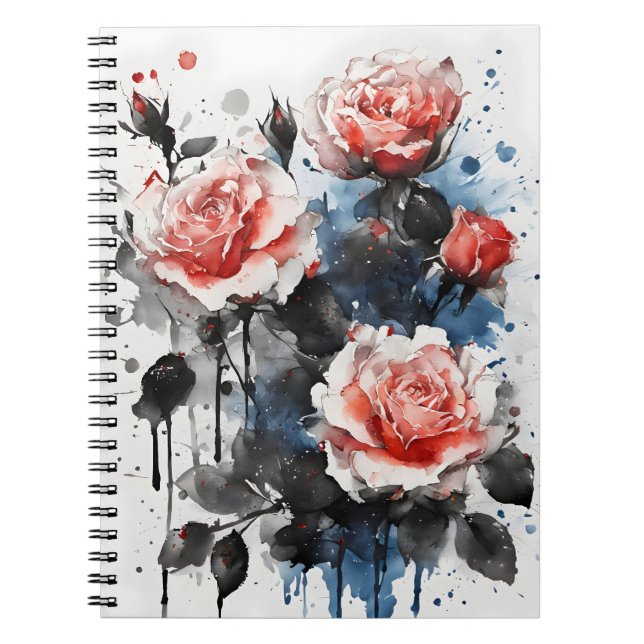 Rosor - Akvarellblommor Anteckningsbok (Framsidan)