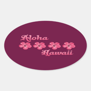 Rosor Aloha Hawaii Ovalt Klistermärke