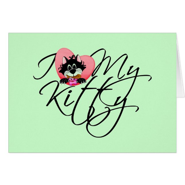 Rosor älskar jag min kattungeTshirts och gåvor Hälsningskort (Framsidan Horizontal)