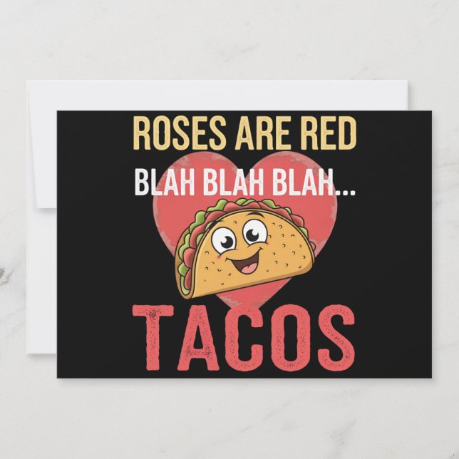 Rosor Är Röda Blah Tacos Alla Hjärtans Dag Mat Mat Inbjudningar (Framsida)