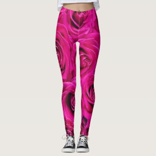 Rosor blommande grön röd svart modern Leggings sti