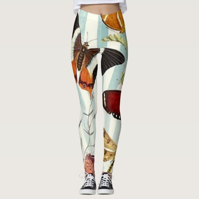 Rosor blommande grön röda  Leggings livdamstil (Framsida)