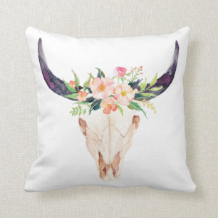 Rosor blommar den lantliga tjurskallen kudde