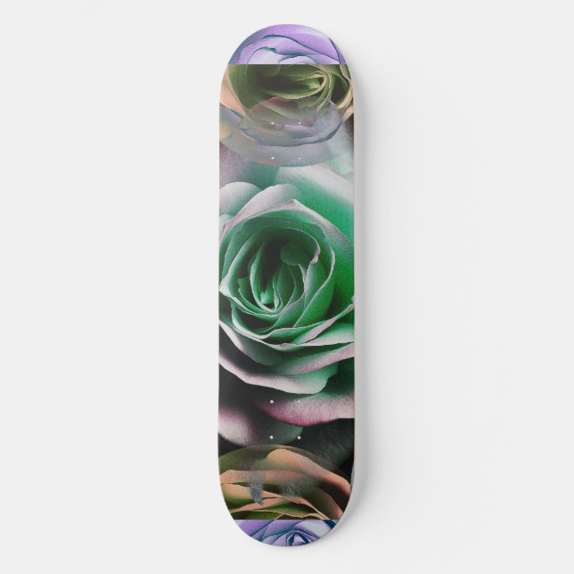 ROSOR BLOMMAR KONSTNÄRLIGT STILFULLT MINI SKATEBOARD BRÄDA 18,5 CM (Framsida)