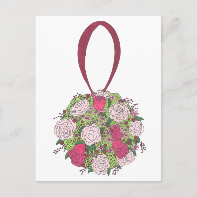 Rosor Blommig Boll Bröllop Spara Datum Postkort Meddelande Vykort (Framsida)