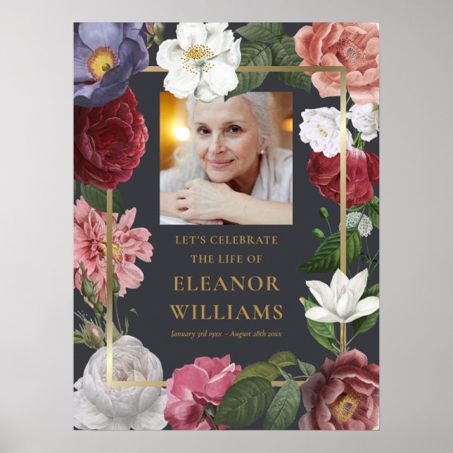Rosor Blommig Foto Firande Av Livets Tecken Poster (Framsidan)