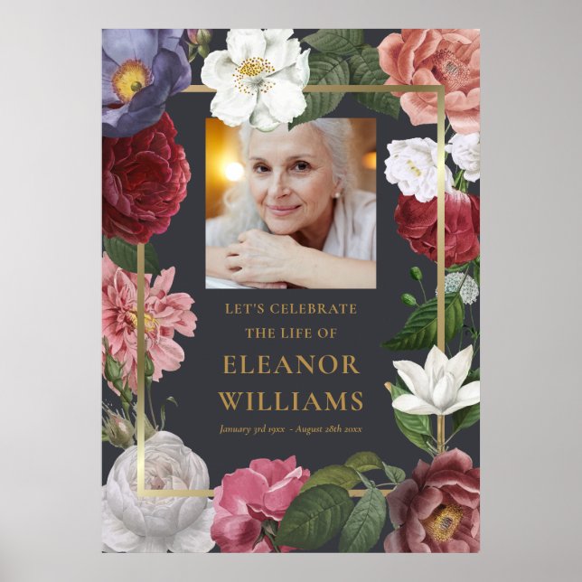 Rosor Blommig Fotofirande Livstecken Poster (Framsidan)