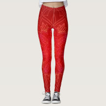 Rosor Blommig Grön Röd Modern Chic svarta Leggings