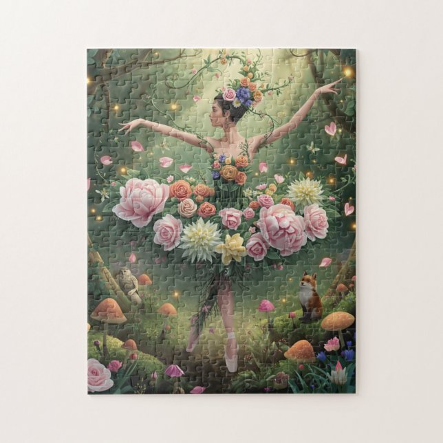 Rosor Blommig Skog Ballerina Pussel (Vertikal)