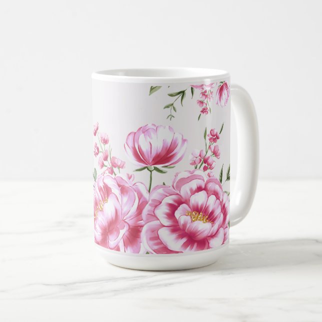 Rosor Blommor Modern Design Kaffemugg (Framsida höger)