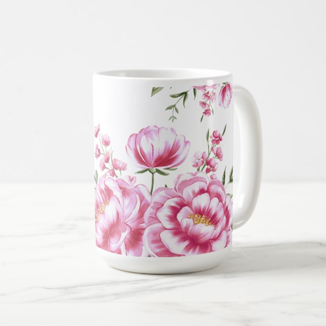 Rosor Blommor Modern Design Kaffemugg (Framsida höger)