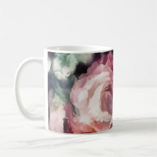 Rosor blommor oljemålning abstrakt blomstertryck b kaffemugg