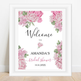 Rosor blommor - välkomstskylt för bröllopsfest poster