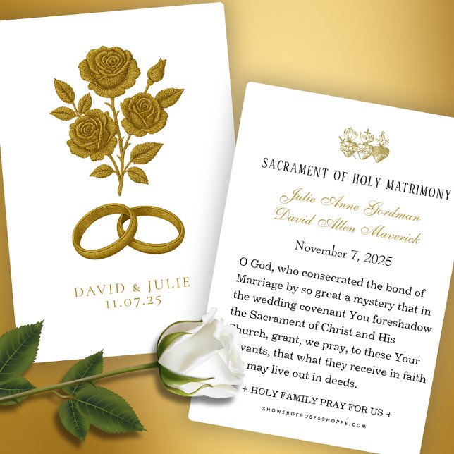 Rosor & Bröllopsringar Katolsk bönebok minnessak Visitkort (Skapare uppladdad)